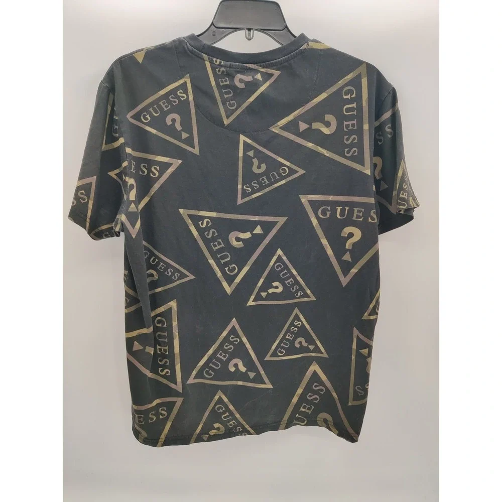 Guess Los Angeles‎ Mens Camo Triangle All Over Logo Print T-Shirt Black Size M - Picture 2 of 8